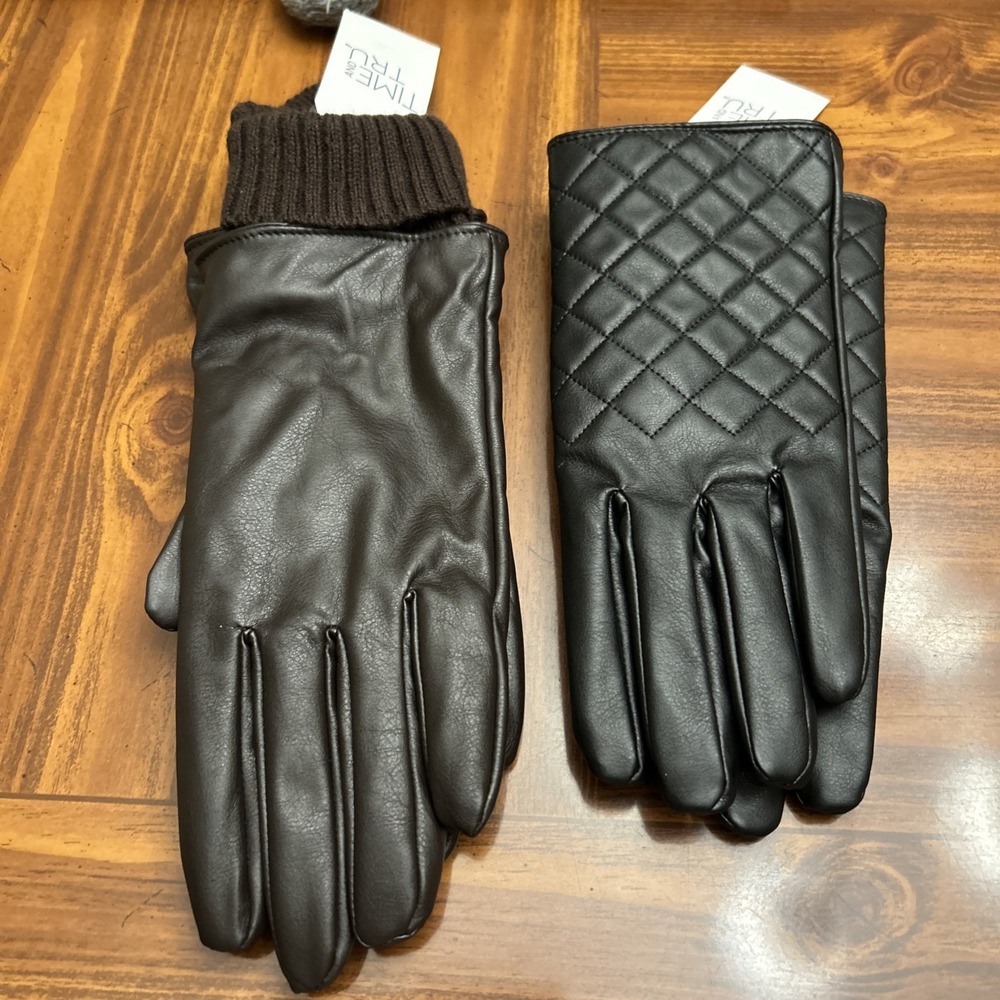 Lot 2 Time & Tru Black Brown Vinyl Gloves L - XL
